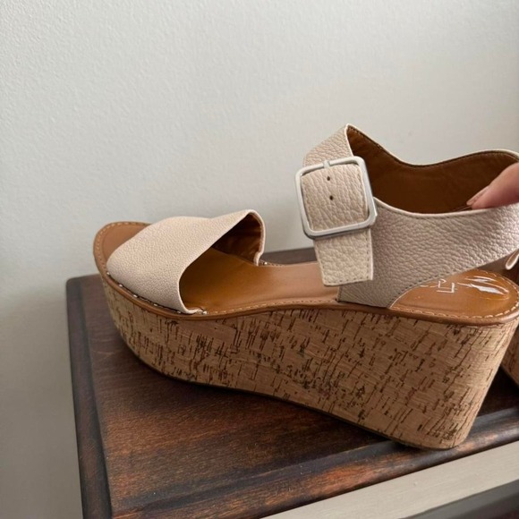 Leather Cork Chunky Platform Sandal Franco Sarto Size 10 - Picture 5 of 6